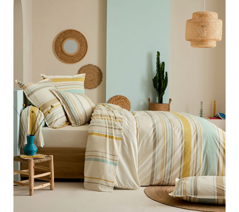 Housse De Couette Coton Rayures Bayadère - 300x240 Cm - Ecru