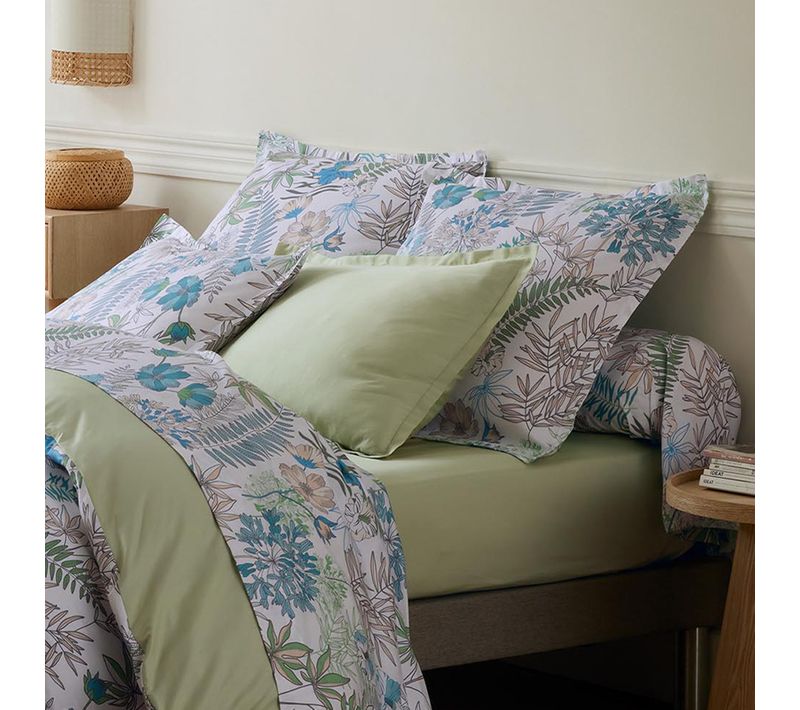 Taie De Traversin Satin De Coton Végétal - 86x240 Cm - Bleu