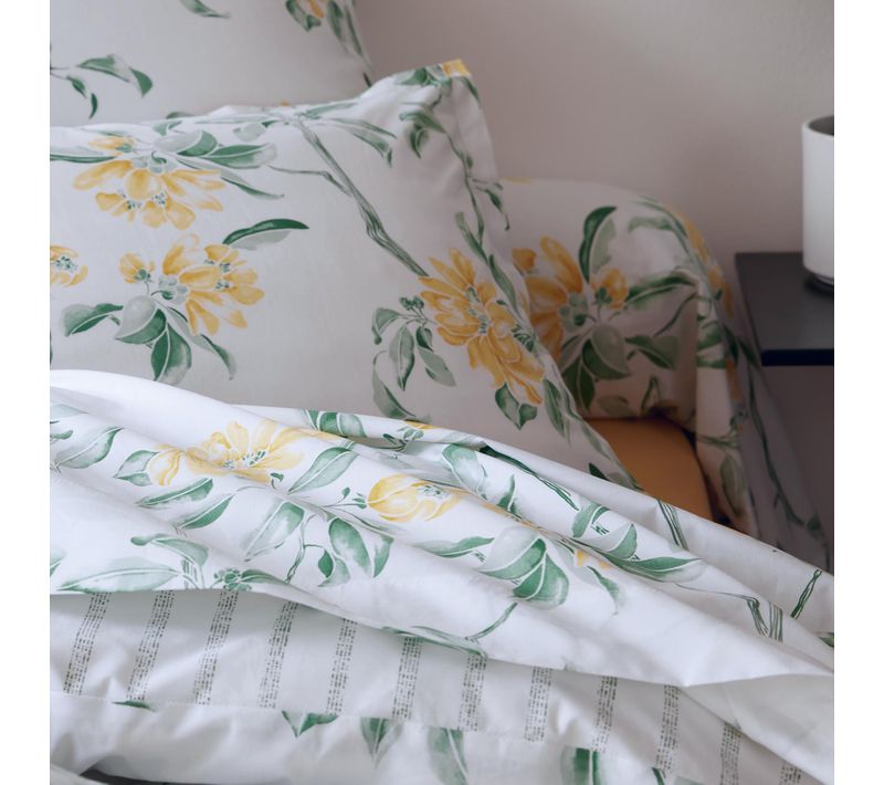 Taie De Traversin Percale De Coton Floral - 86x240 Cm - Vert