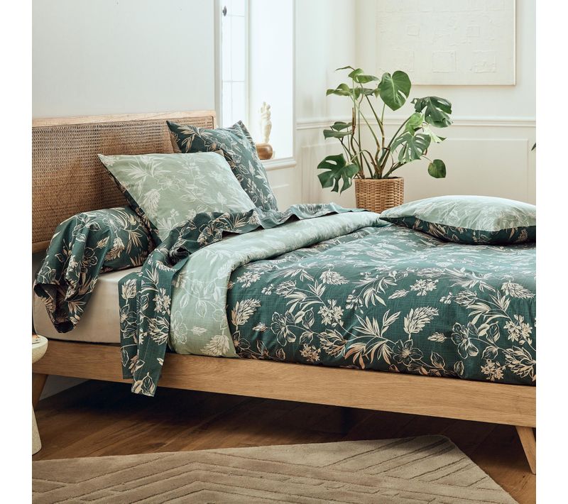 Housse De Couette Percale De Coton Végétal - 240x220 Cm - Vert