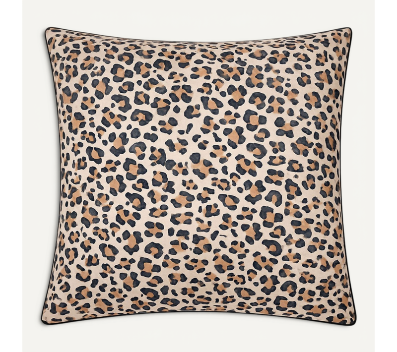 Taie D’oreiller Percale De Coton Léopard - 65x65 Cm - Beige
