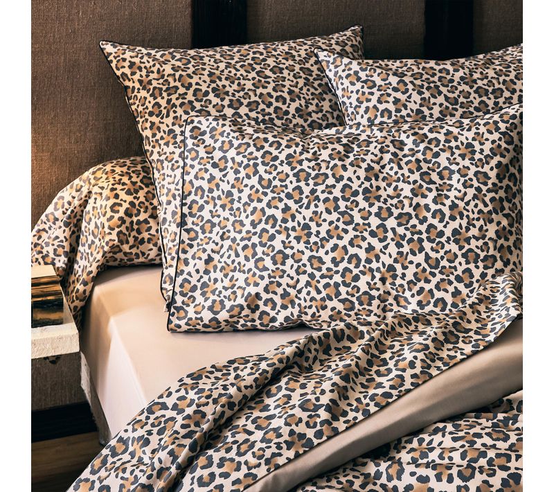 Taie De Traversin Percale De Coton Léopard - 86x240 Cm - Beige