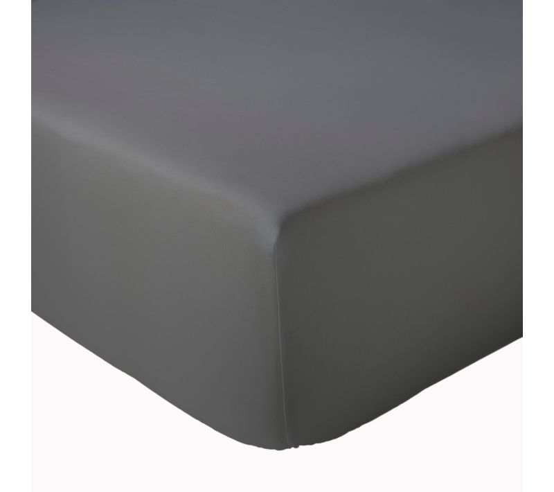 Drap-housse Uni En Satin De Coton - 140x190 Cm - Gris Foncé
