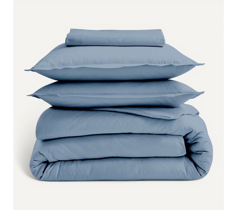 Drap Plat En 100% Coton Biologique - 240x300 Cm - Bleu