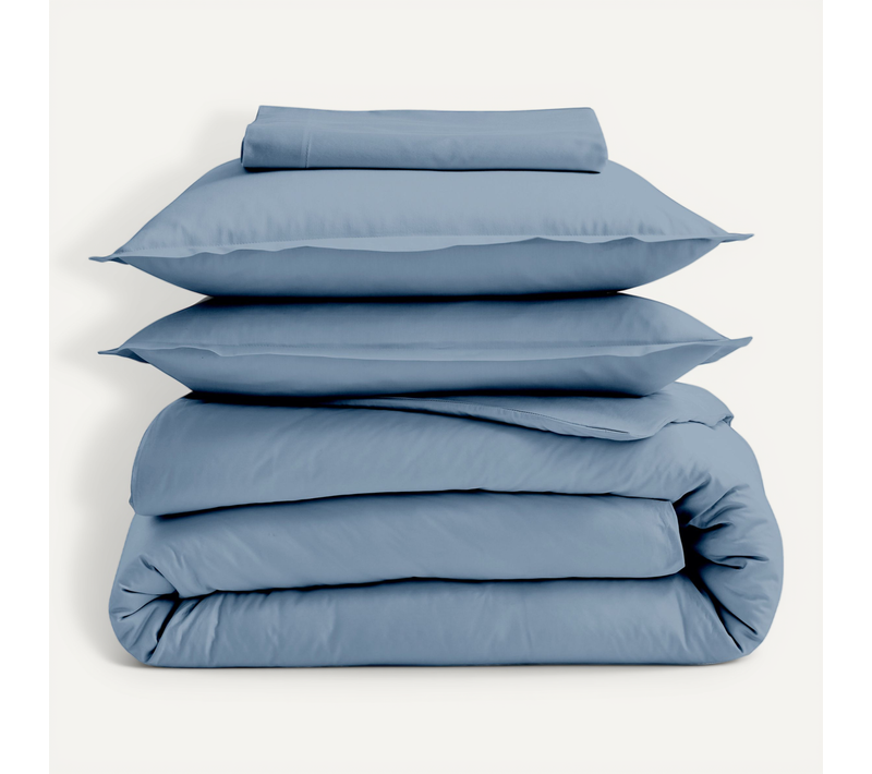 Drap Housse 100% Coton Bio Bonnet 30 Cm - 90x200 Cm - Bleu