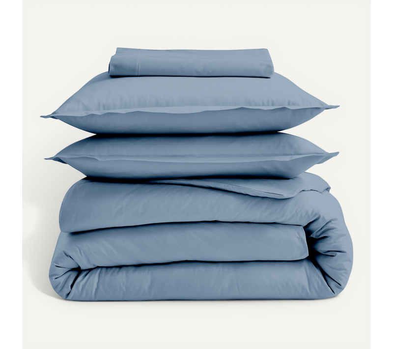 Drap Housse 100% Coton Bio Bonnet 30 Cm - 160x200 Cm - Bleu