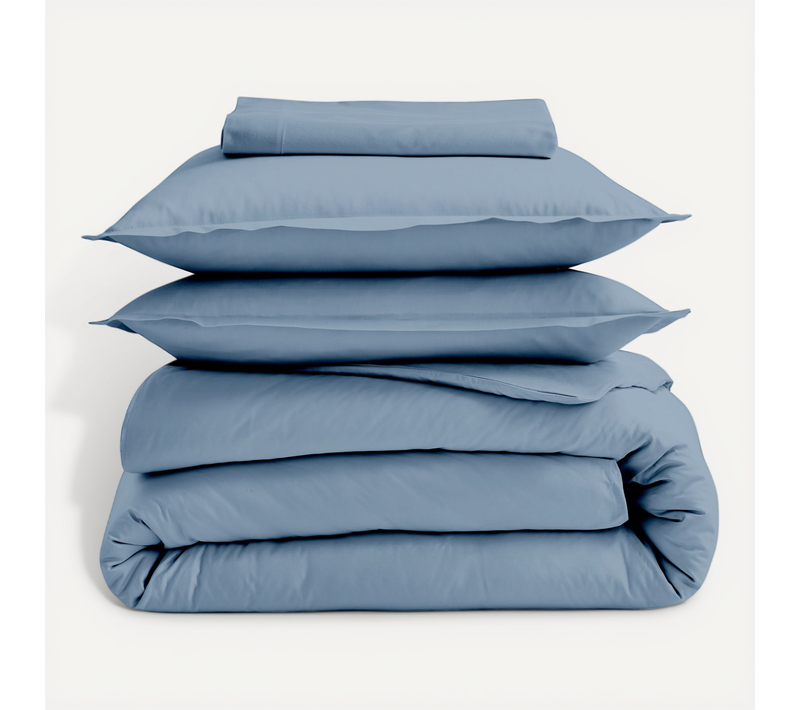 Drap Housse 100% Coton Bio Bonnet 30 Cm - 180x200 Cm - Bleu