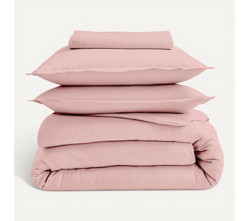 Drap Plat Piqué Uni En Percale De Coton - 180x290 Cm - Rose