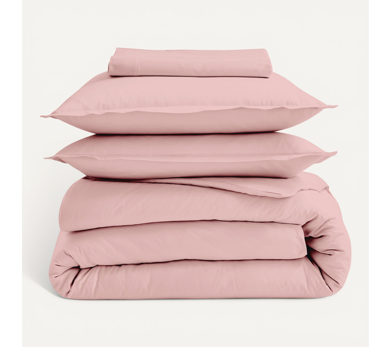 Drap Plat Piqué Uni En Percale De Coton - 280x325 Cm - Rose