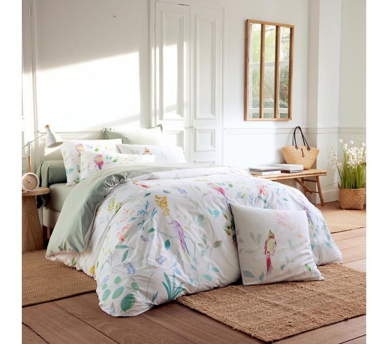 Parure De Lit 3 Pièces Percale De Coton 80 Fils Housse + Taies - 200x200 Cm - Blanc