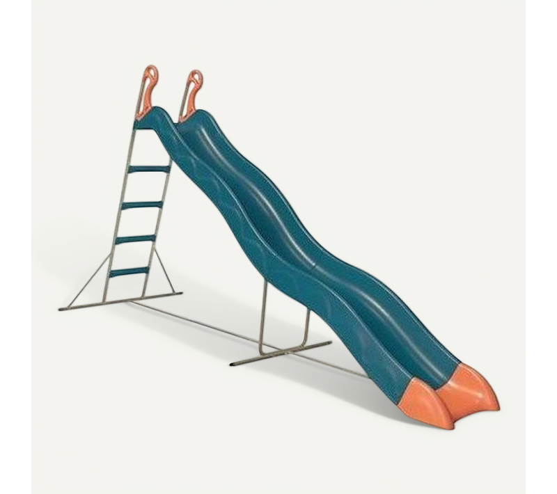 Toboggan Pyrou 3,32 M - Glissière Bleue, Structure Métal, Pour 3-12 Ans