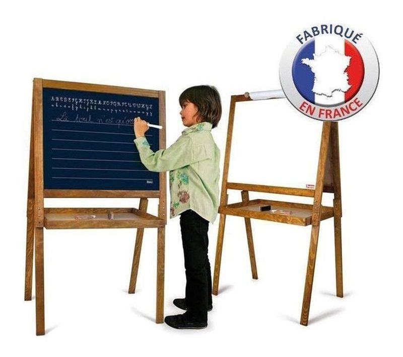 Grand Tableau Double-face Enfant - Tableau Noir Et Blanc Magnétique, Réglable 115-120 Cm