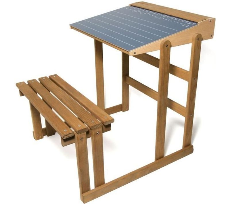 Jeujura Bureau D'ecolier En Bois - Teinté Chene Hauteur 60 Cms