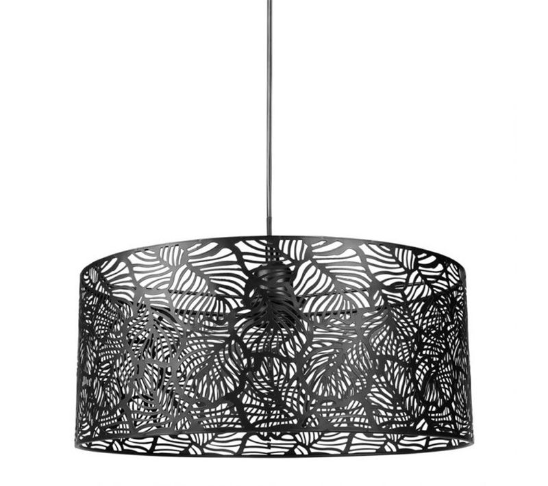 Suspension Métal Ajouré Calathéa Noire - Noir