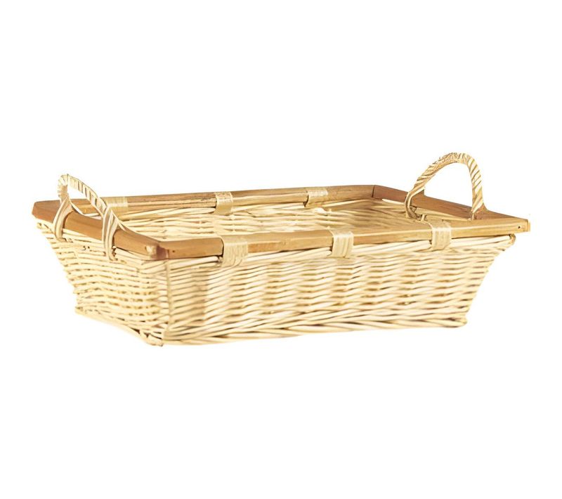 Corbeille Rectangulaire En Osier Blanc Avec 2 Anses