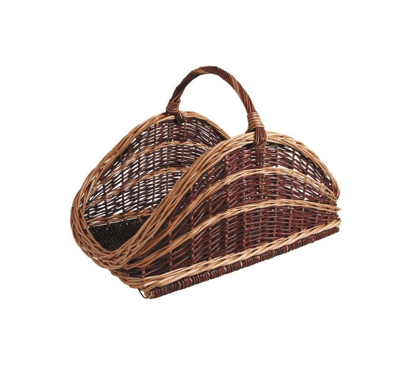 Panier à Bûches En Osier Brut Et Buff