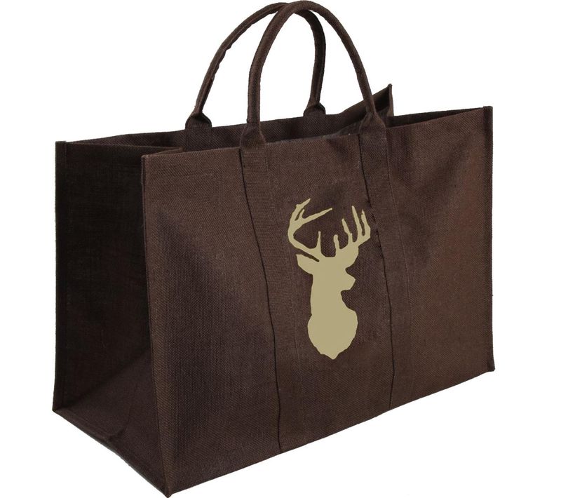 Sac à Bûches En Jute Marron - Cerf Beige