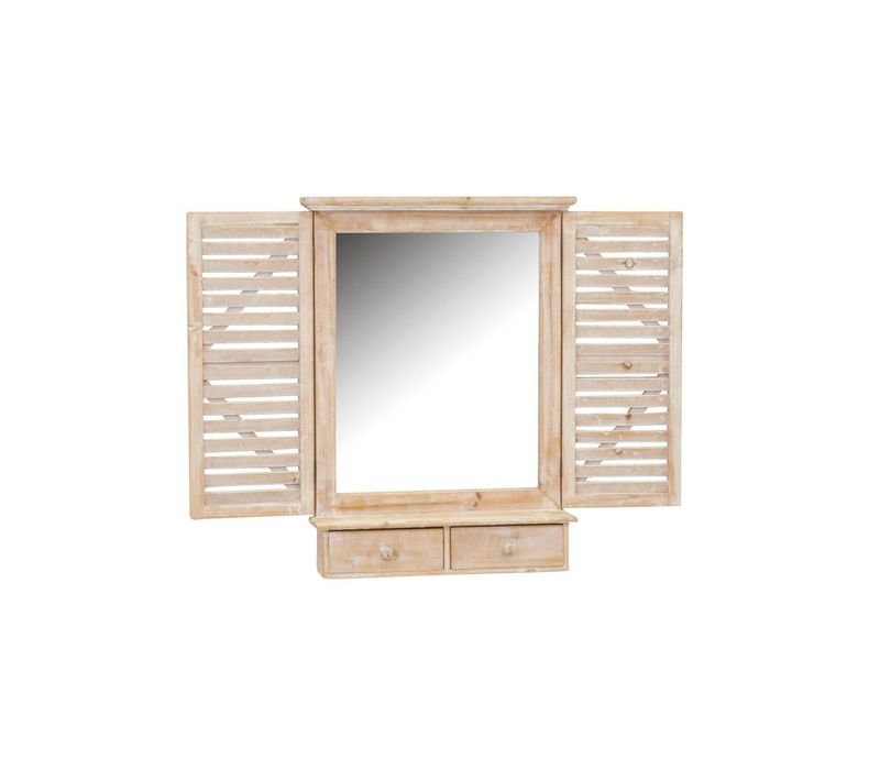 Miroir Fenêtre En Bois Avec Tiroirs