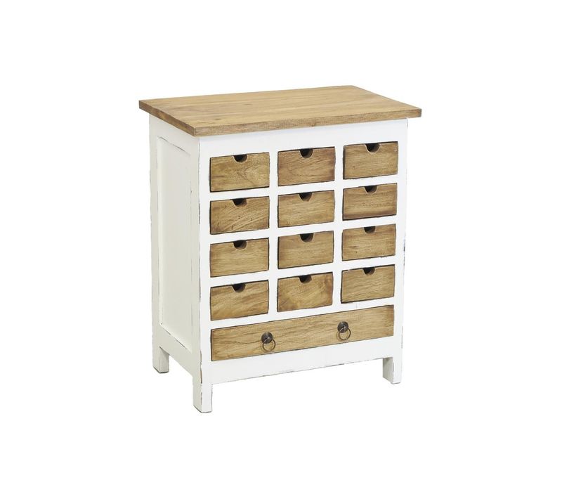 Commode 13 Tiroirs En Acajou Naturel Et Blanc