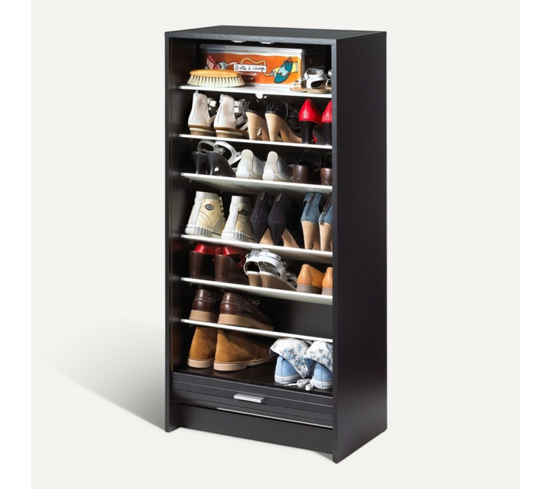 Meuble à Chaussures Noir 7 Tablettes 21 Paires - Coloris: Bottes 201