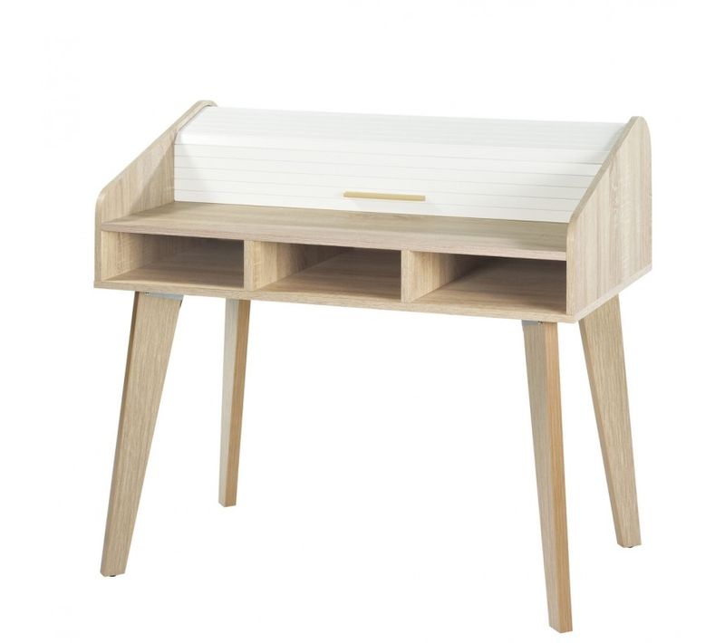 Bureau Dos D'âne Vintage Rideau Blanc - Nombre De Tiroirs: 0 Tiroir