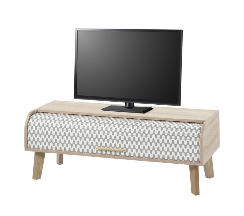 Meuble TV Vintage Chêne 1 Rideau - Coloris Rideau: Vagues Grises 810