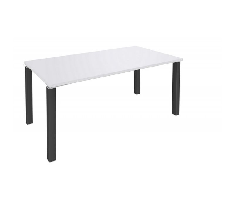 Bureau Blanc 120 Cm 4 Pieds Métal Carrés Carbone