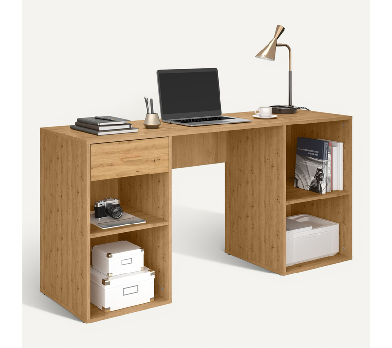 Bureau 2 Caissons Chêne Tiroir Chêne