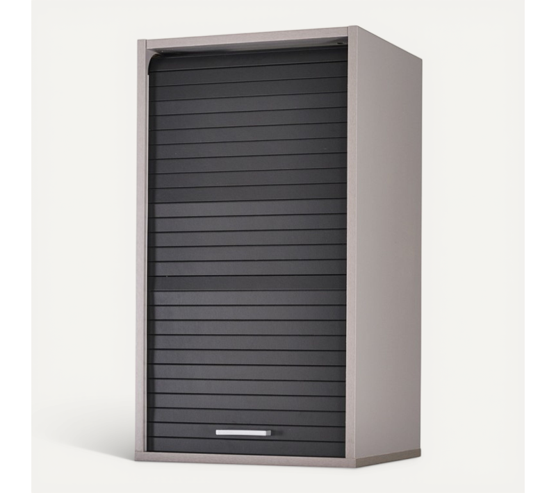Meuble Cuisine Alu Rideau Chêne Noir Ou Blanc 2 Tablettes L 40 H 72 P 35 Cm - Coloris: Noir
