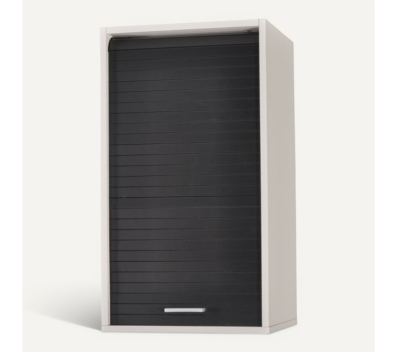 Meuble Cuisine Blanc Rideau Chêne Noir Ou Alu 2 Etagères Larg 40 H 72 P 35 Cm - Coloris: Noir