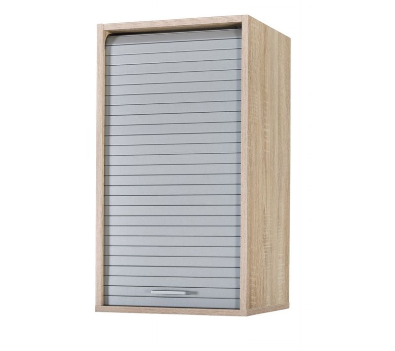 Meuble Cuisine Chêne Rideau Alu Blanc Ou Noir 2 Etagères L 40 H 72 P 35 Cm - Coloris: Aluminium