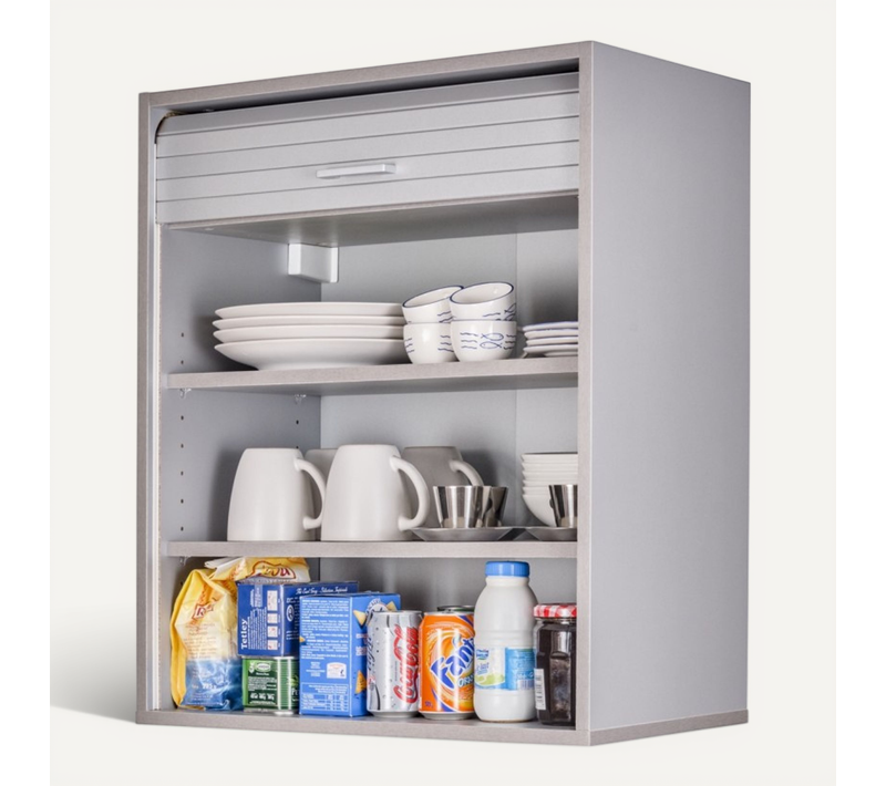 Meuble Haut De Cuisine Imitation Aluminium 2 Etagères L 60 H 72 P 35 Cm