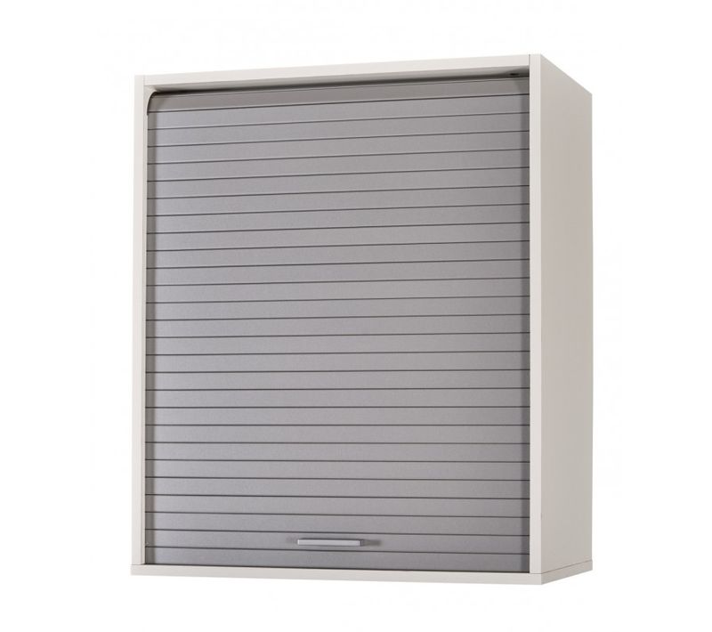 Meuble Cuisine Blanc Rideau Noir Chêne Ou Alu 4 Niches L 60 H 72 P 35 Cm - Coloris: Aluminium