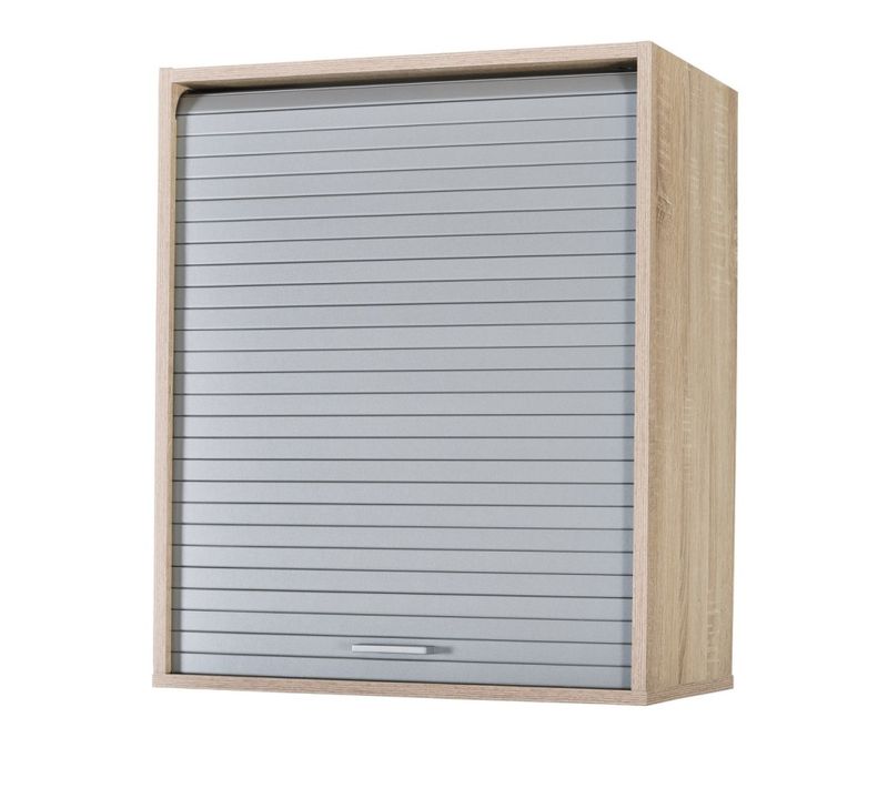 Meuble Cuisine Chêne Rideau Noir Blanc Ou Alu 3 Niches L 60 H 72 P 35 Cm - Coloris: Aluminium