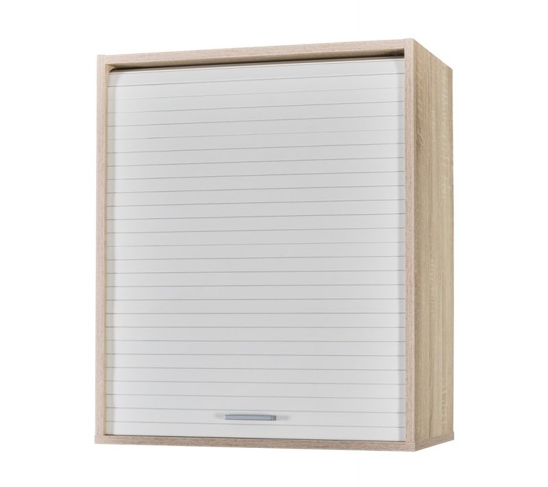 Meuble Cuisine Chêne Rideau Noir Blanc Ou Alu 3 Niches L 60 H 72 P 35 Cm - Coloris: Blanc