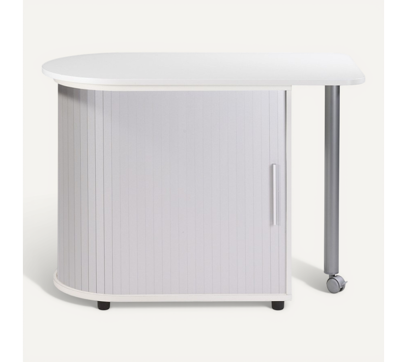 Bureau Informatique Blanc Et Table Pivotante - Coloris: Aluminium