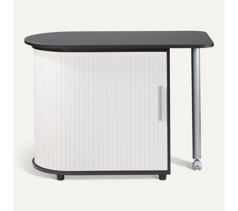 Bureau Pivotant Noir Et Meuble De Rangement - Coloris: Blanc