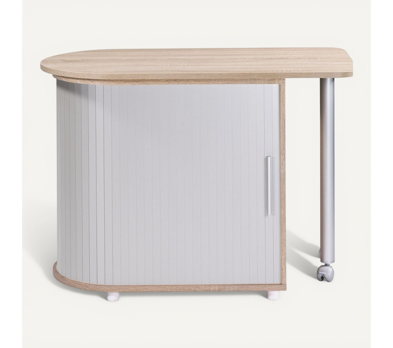 Bureau Pivotant Et Meuble De Rangement Chêne 2 Niches 77 X 71,7 X 47 Cm - Coloris: Aluminium