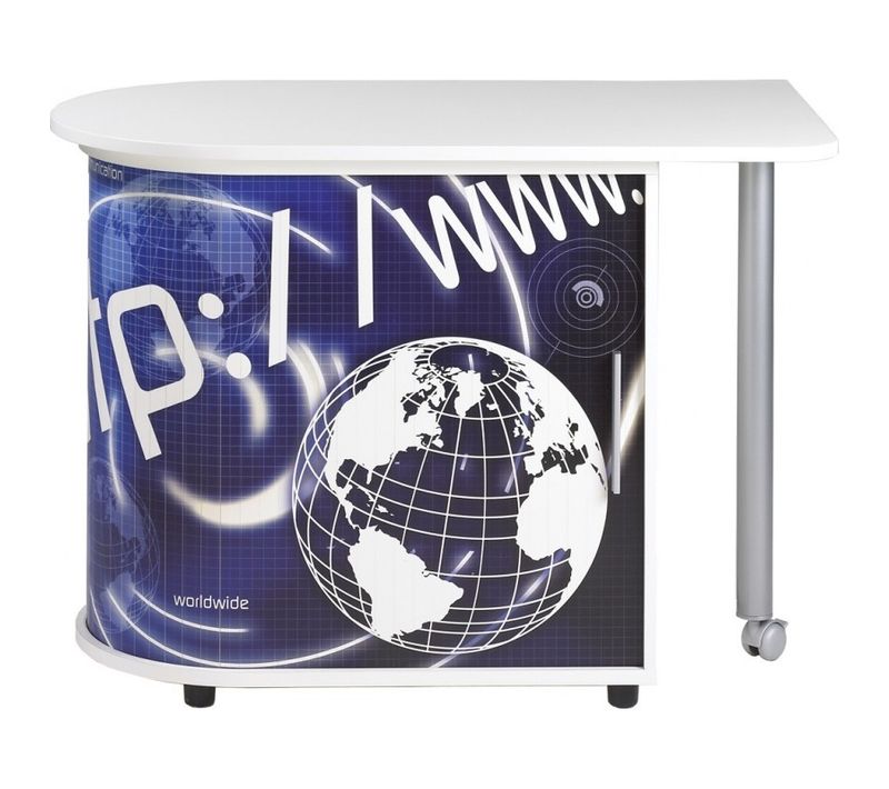 Bureau Avec Plateau Pivotant Et Rangement Blanc Imprimé Http Kool 105 Cm