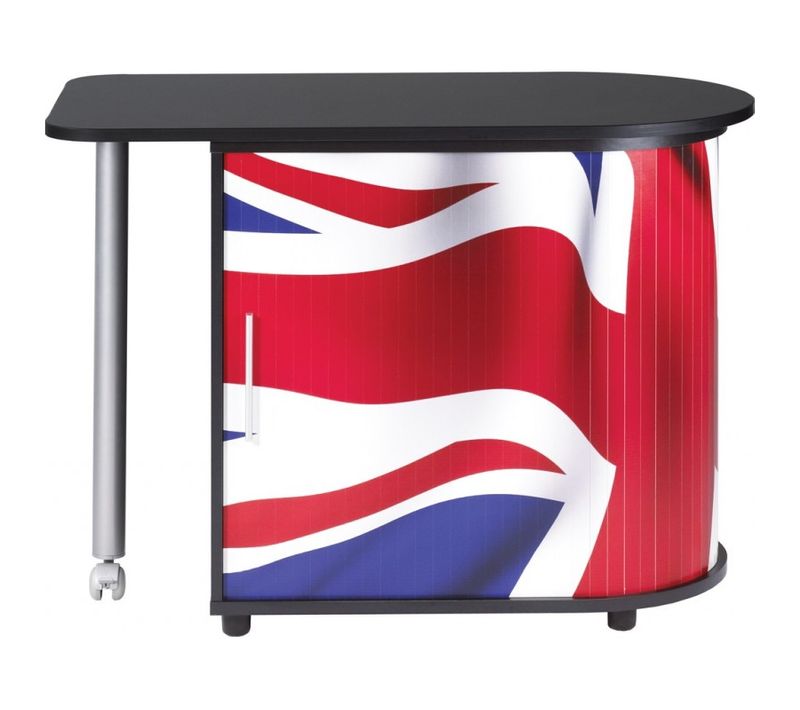 Bureau Pivotant Noir Et Meuble De Rangement - Coloris: Drapeau Anglais 701