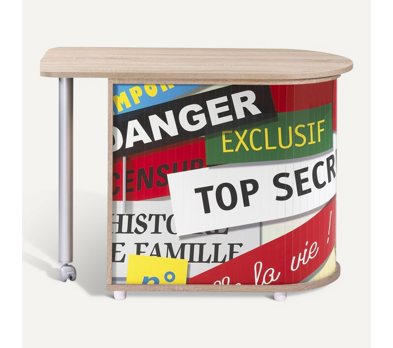 Bureau Chêne Table Pivotante Et Rangement - Coloris: Top Secret 300