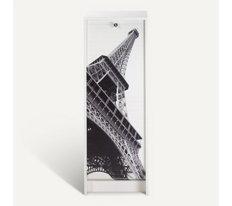 Classeur à Rideau Blanc 5 Niches Serrure 37,8 X 103,8 X 38,4 Cm - Coloris: Tour Eiffel 750 751