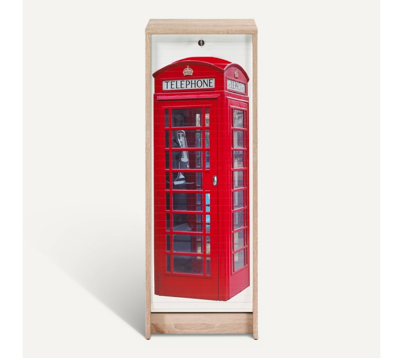 Classeur à Rideau Chêne 6 Niches L 37.8 H 103.8 P 38.4 Cm - Coloris: Londres 700