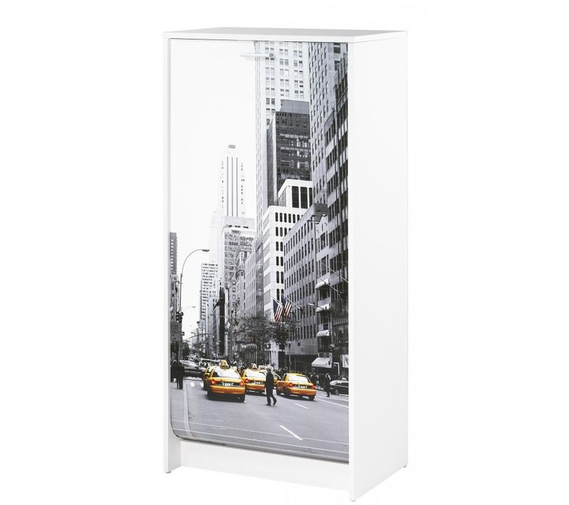 Meuble à Chaussures Blanc 7 Tablettes 21 Paires - Coloris: Scene New York 504