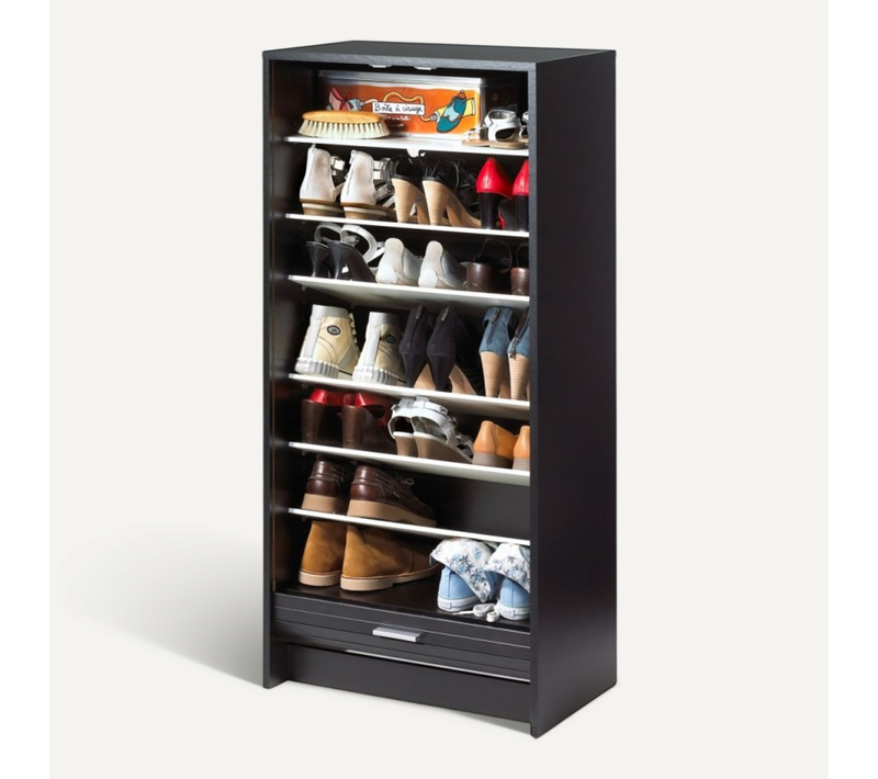 Meuble à Chaussures Noir 7 Tablettes 21 Paires - Coloris: Lac De Genève 652