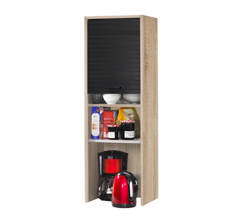 Meuble De Cuisine Haut Chêne Rideau Noir 4 Niches L 40 H 123.6 P 35 Cm
