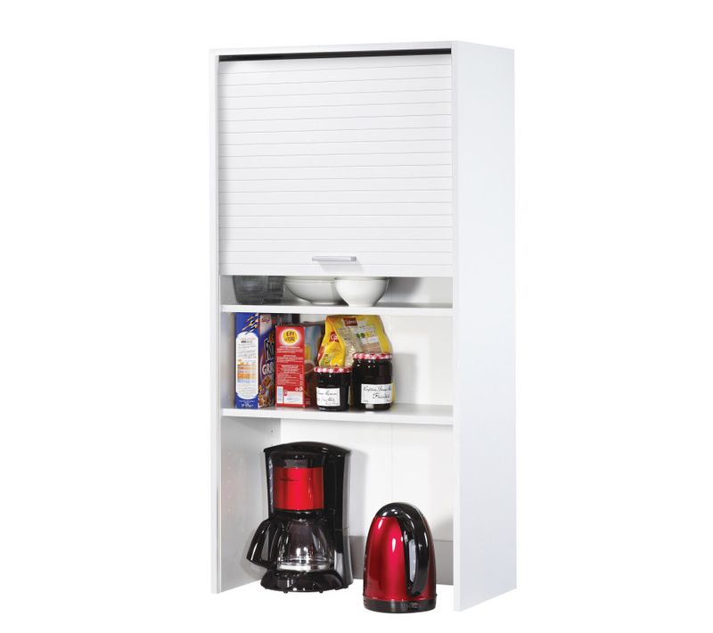 Meuble De Cuisine Haut Blanc 3 Tablettes 1 Rideau L 60 H 123.6 P 35 Cm