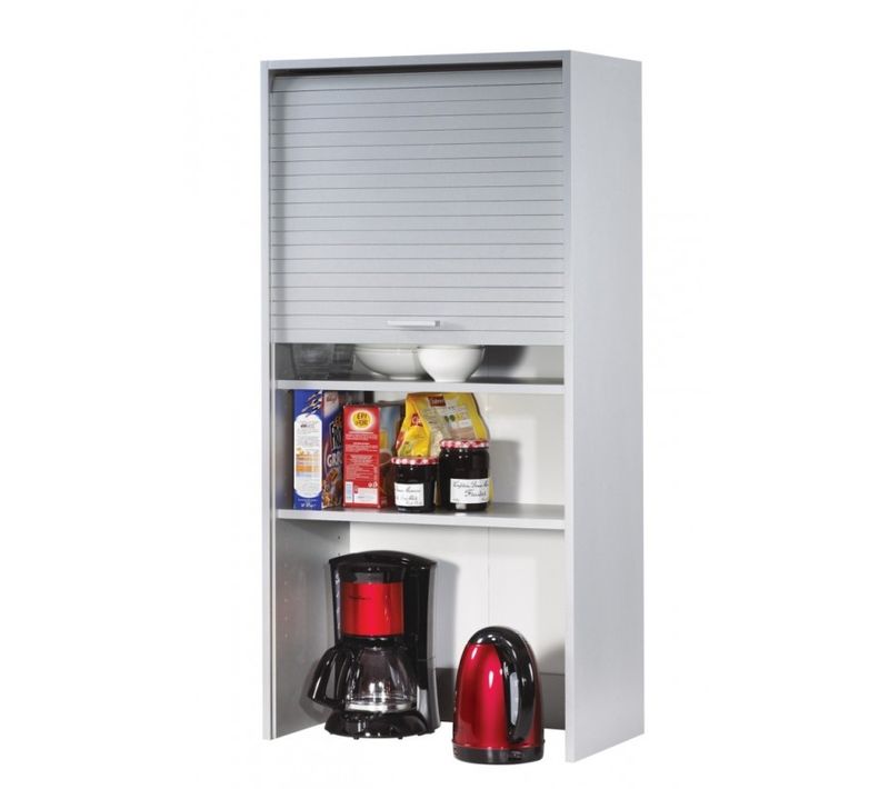 Meuble Haut De Cuisine Imitation Alu 3 Etagères 60 X 123,6 X 35 Cm