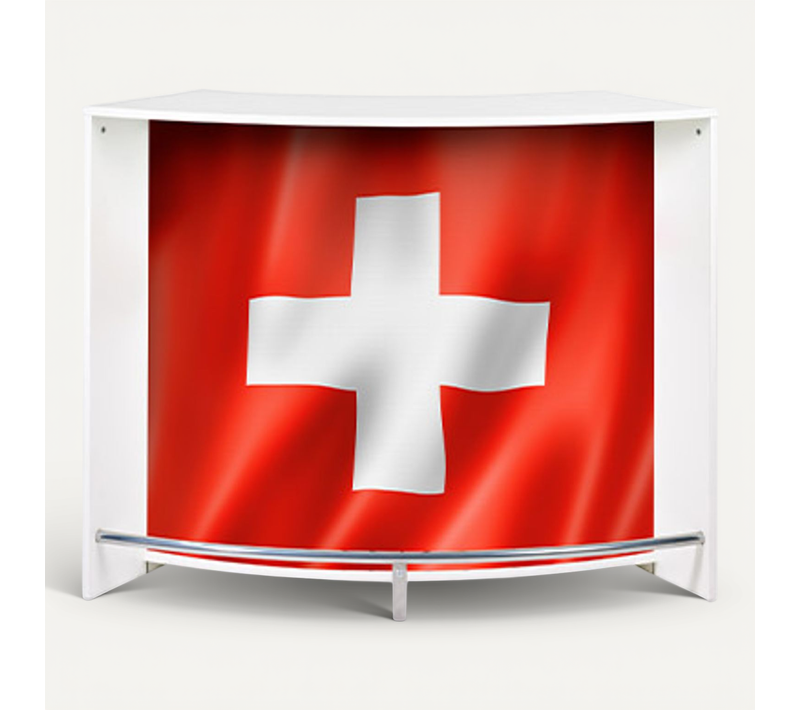Bar 134,5x55,3x104,8 Cm Noir Et Décor Drapeau Suisse - Kapik