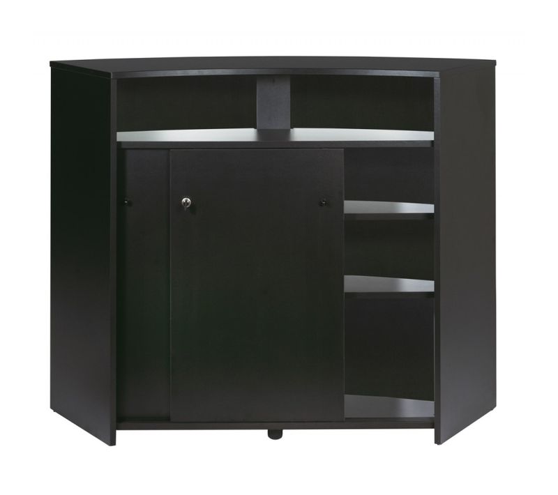 Comptoir D'accueil 2 Portes Noir 4 Niches Serrure 134,5 X 104,8 X 55,3 Cm - Coloris: Noir